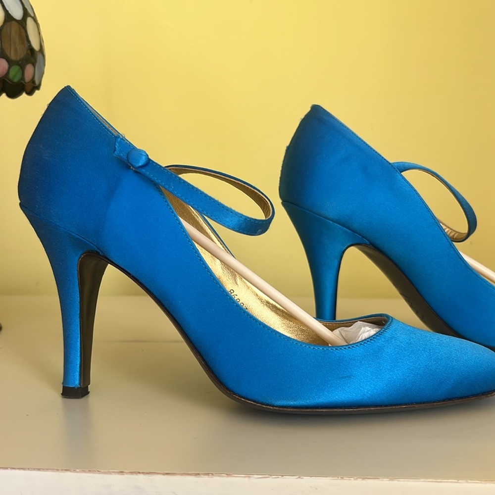 Satin Mary Janes Size 9 Bright Azul JCrew - Picture 2 of 6